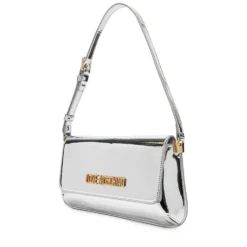 Borsa Piatta a Spalla LOVE MOSCHINO linea Lettering Logo Mirror Argento