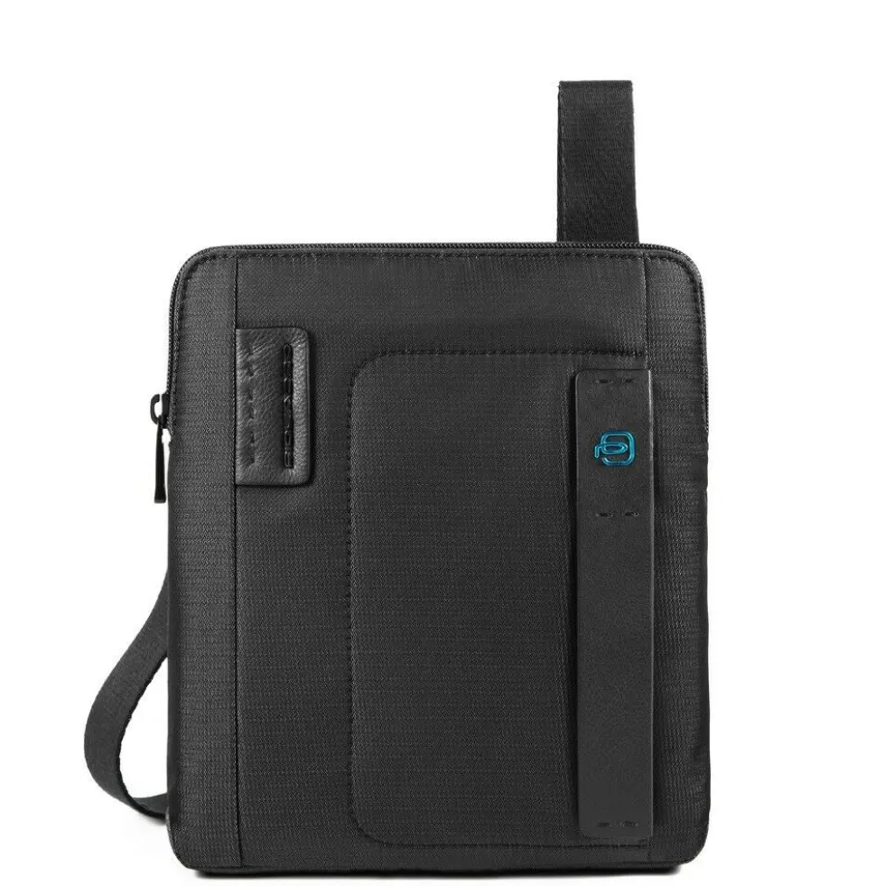 Borsello a Tracolla con Porta iPad®Air/Air2 - PIQUADRO Pulse CA1358P16 in Tessuto Chevron - Nero