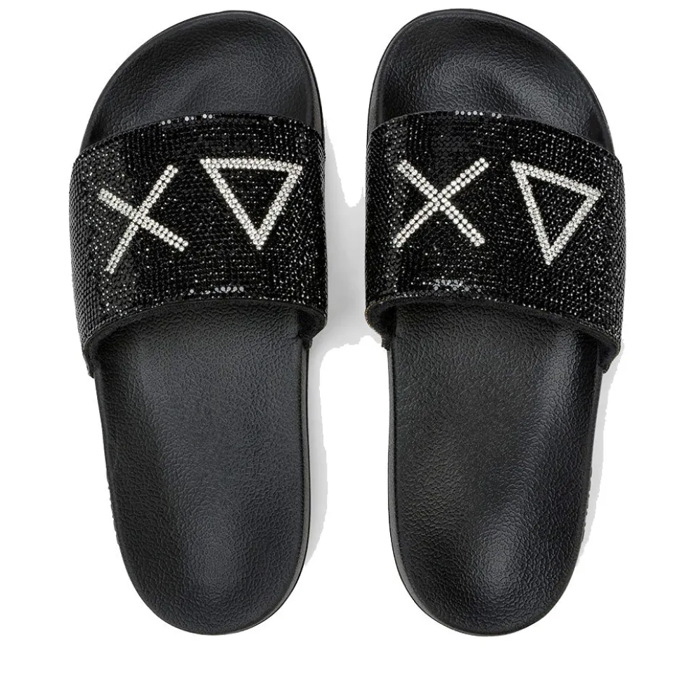 Ciabatte da Donna Sun68 Linea Slippers Strass Logo Colore Nero - X36211