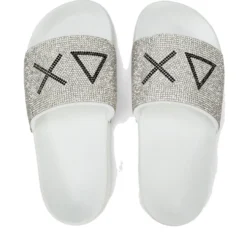 Ciabatte da Donna Sun68 Linea Slippers Strass Logo Colore Bianco - X36211