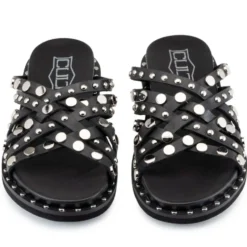 Ciabatte Donna CULT Roshelle 4275 in Pelle Colore Nero con Borchie Piatte Applicate