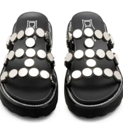 Ciabatte Donna CULT Ziggy 4769 in Pelle Nera con Borchie Piatte