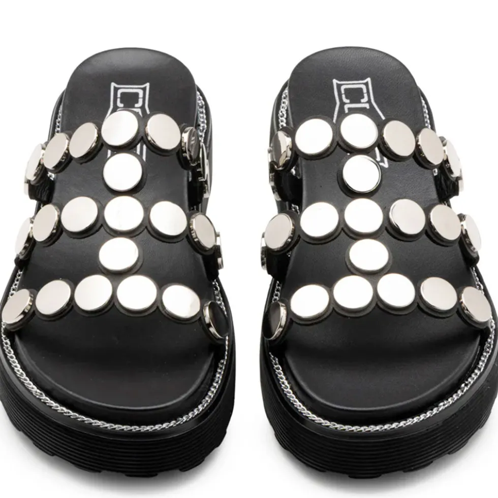Ciabatte Donna CULT Ziggy 4769 in Pelle Nera con Borchie Piatte