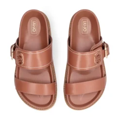 Ciabatte Donna Doppia Fascia LIU JO Livia 02 in Pelle color Cuoio