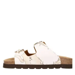Ciabatte Donna Doppia Fascia 1A Classe Alviero Martini in Eco Nappa stampa Geo White 1422