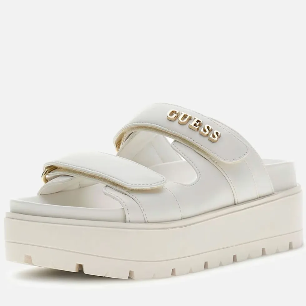 Ciabatte Donna GUESS Linea Faxon Colore Cream con Doppia Fascia