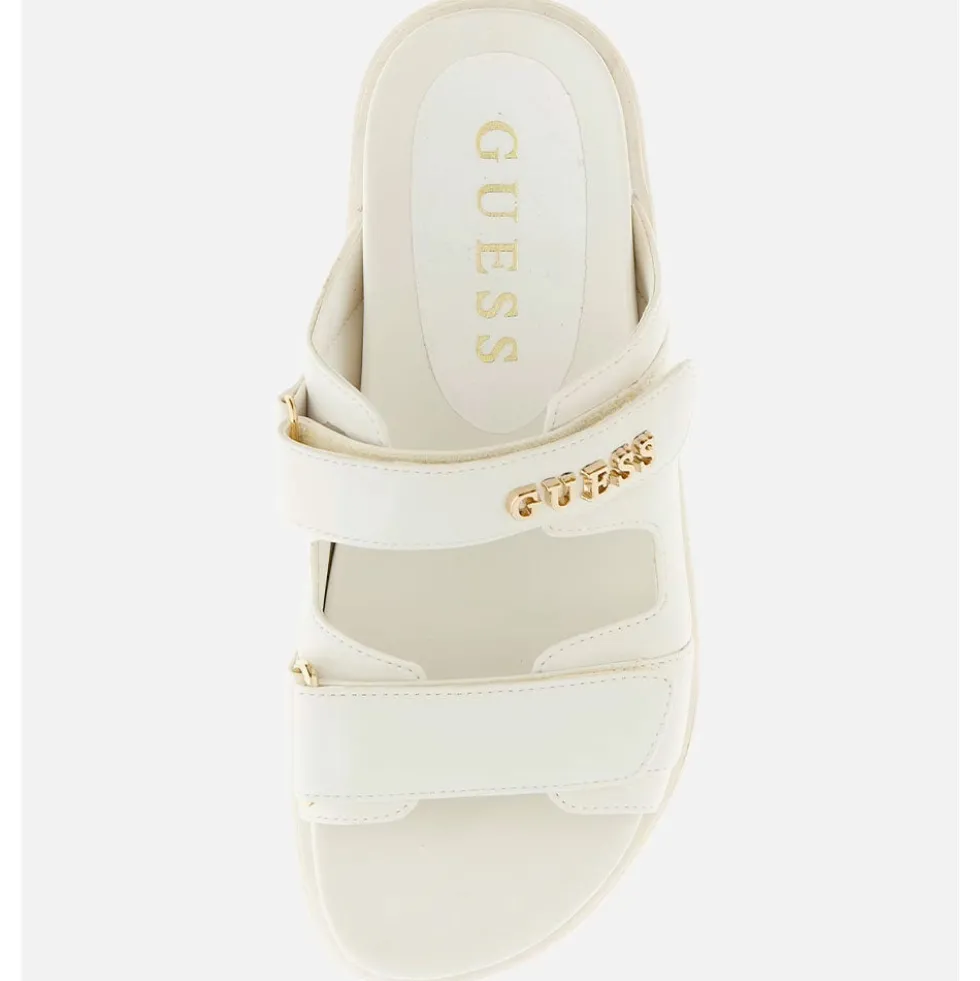 Ciabatte Donna GUESS Linea Faxon Colore Cream con Doppia Fascia
