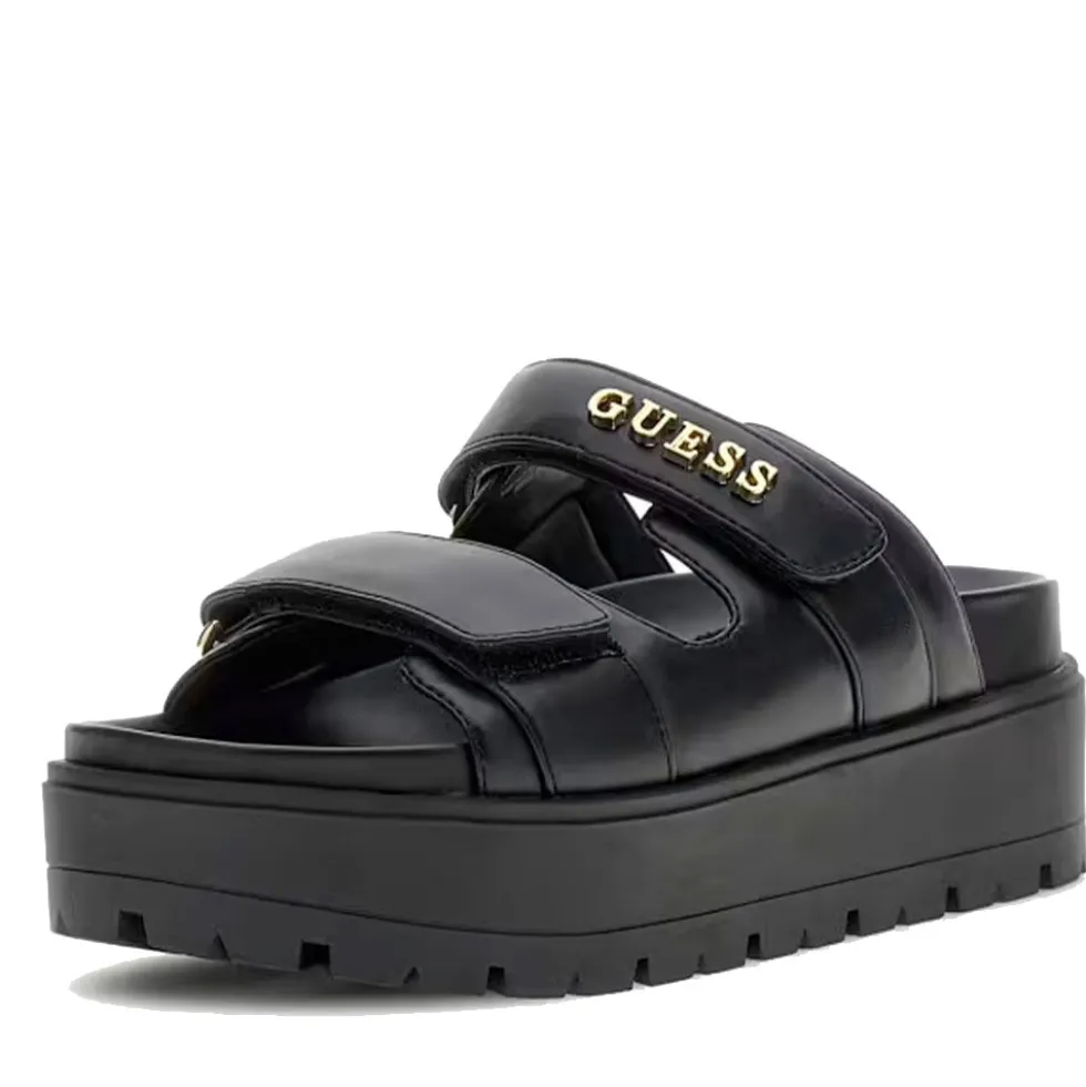 Ciabatte Donna GUESS Linea Faxon Colore Nero con Doppia Fascia