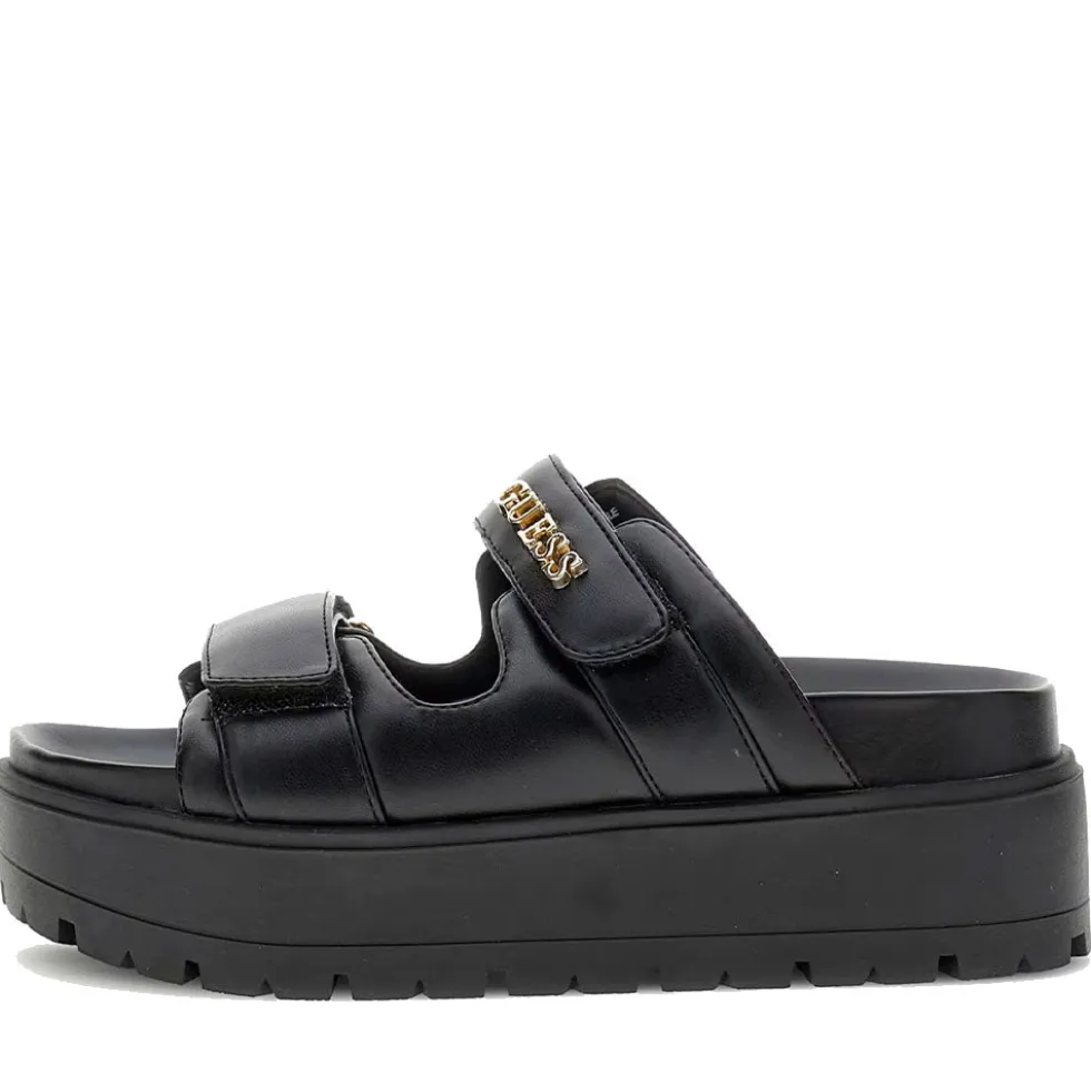 Ciabatte Donna GUESS Linea Faxon Colore Nero con Doppia Fascia