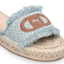 Ciabatte Donna Modello Espradillas LIU JO Paros 02 in Denim Jacquard Logato Light Blue