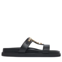 Ciabatte Doppia Fascia Gioiello PATRIZIA PEPE Girl linea Fly Birkilux in Pelle Nera