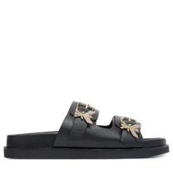 Ciabatte Doppia Fascia PATRIZIA PEPE Girl linea Fly Birkilux in Pelle Nera