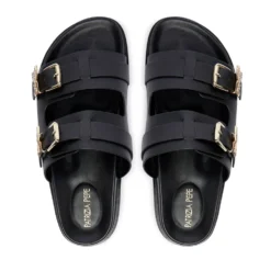 Ciabatte Doppia Fascia PATRIZIA PEPE Girl linea Fly Birkilux in Pelle Nera