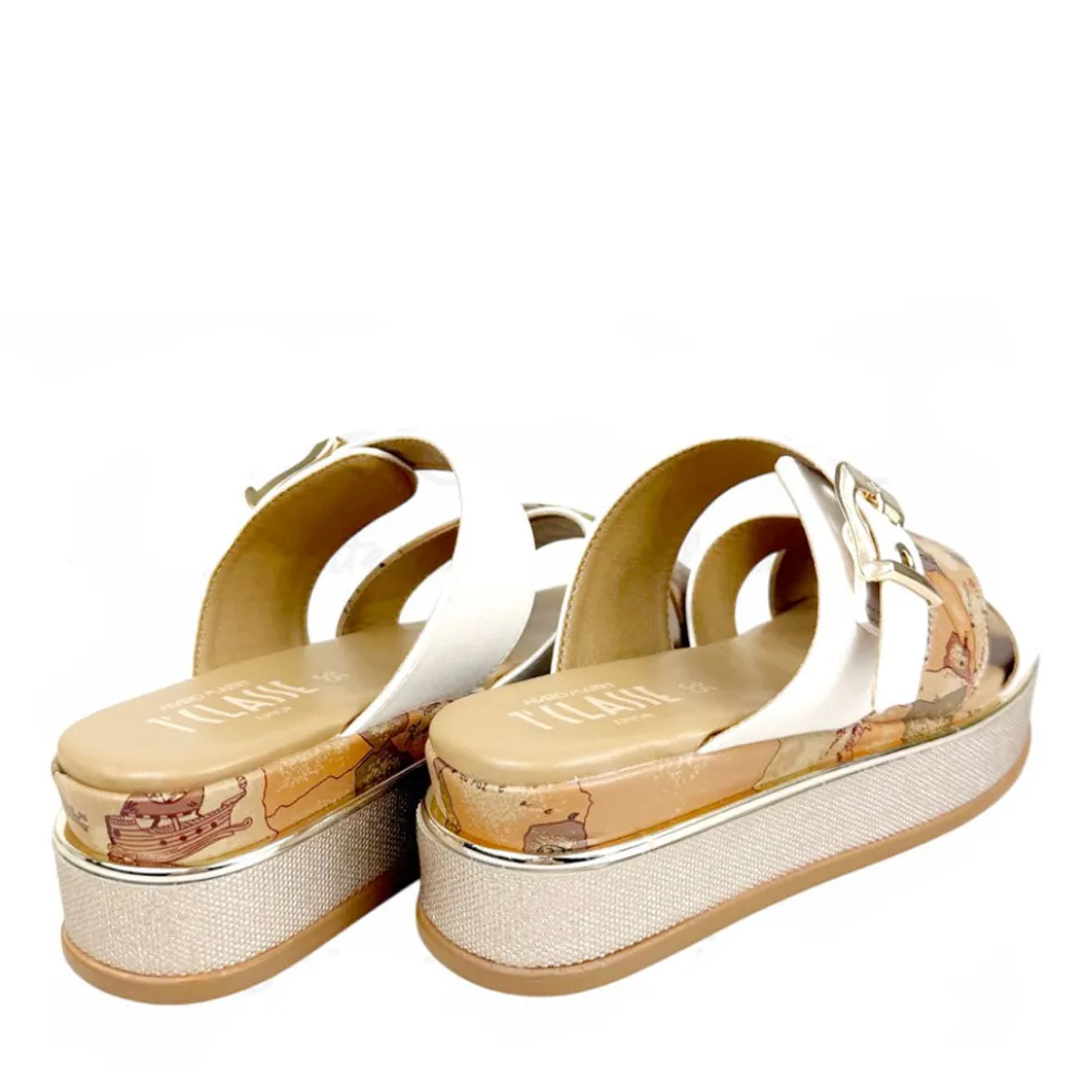 Ciabatte Platform 1A Classe Alviero Martini Bianco Sporco e Geo Beige 2493