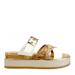 Ciabatte Platform 1A Classe Alviero Martini Bianco Sporco e Geo Beige 2493