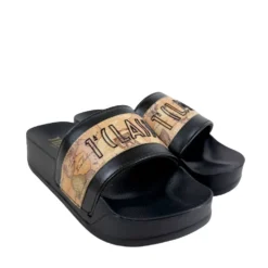 Ciabatte Platform 1A Classe Alviero Martini in Gomma Nera e Geo Beige 2504