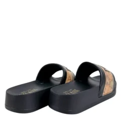 Ciabatte Platform 1A Classe Alviero Martini in Gomma Nera e Geo Beige 2504