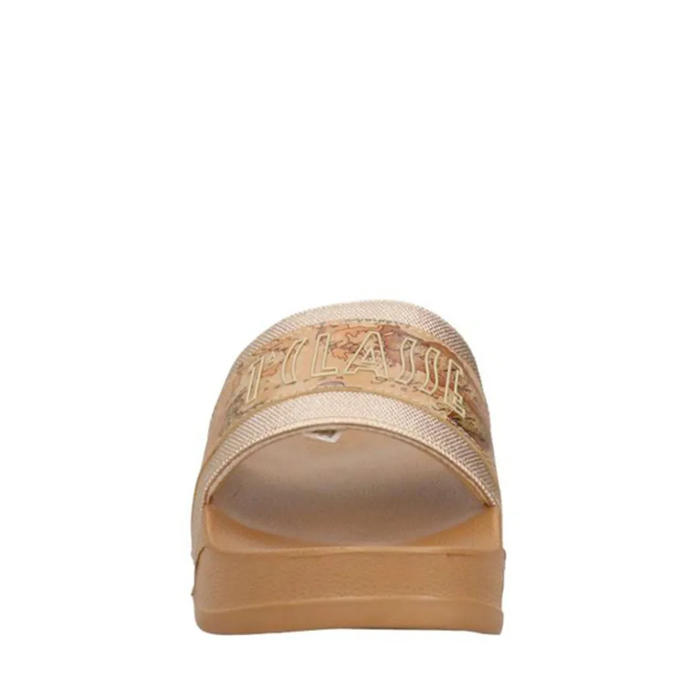 Ciabatte Platform 1A Classe Alviero Martini in Gomma Platino e Geo Beige 2504