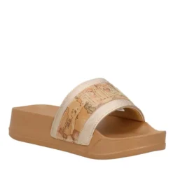 Ciabatte Platform 1A Classe Alviero Martini in Gomma Platino e Geo Beige 2504