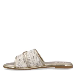 Ciabattine Flat 1A Classe Alviero Martini in Eco Nappa stampa Geo Latte 2450