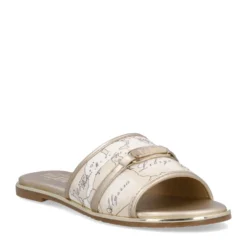 Ciabattine Flat 1A Classe Alviero Martini in Eco Nappa stampa Geo Latte 2450