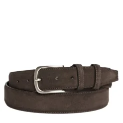 Cintura Uomo in Camoscio Marrone Scuro 3,5cm - Made in Italy