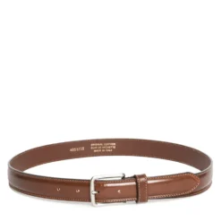 Cintura Uomo in Pelle di Vitello Spazzolato color Cognac 3,5cm - Made in Italy