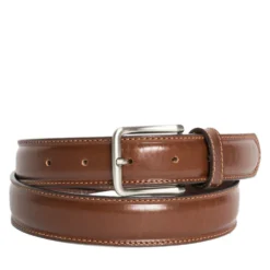 Cintura Uomo in Pelle di Vitello Spazzolato color Cognac 3,5cm - Made in Italy
