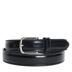 Cintura Uomo in Pelle di Vitello Spazzolato Blu 3,5cm - Made in Italy