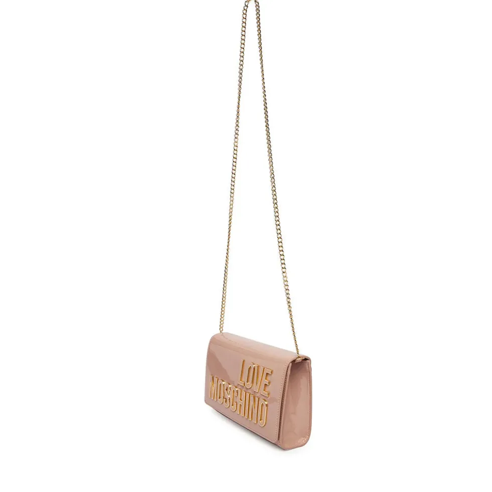 Clutch con Tracolla LOVE MOSCHINO in Vernice Rosa