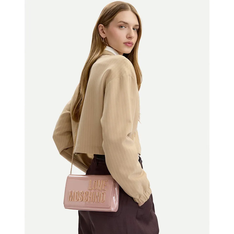 Clutch con Tracolla LOVE MOSCHINO in Vernice Rosa