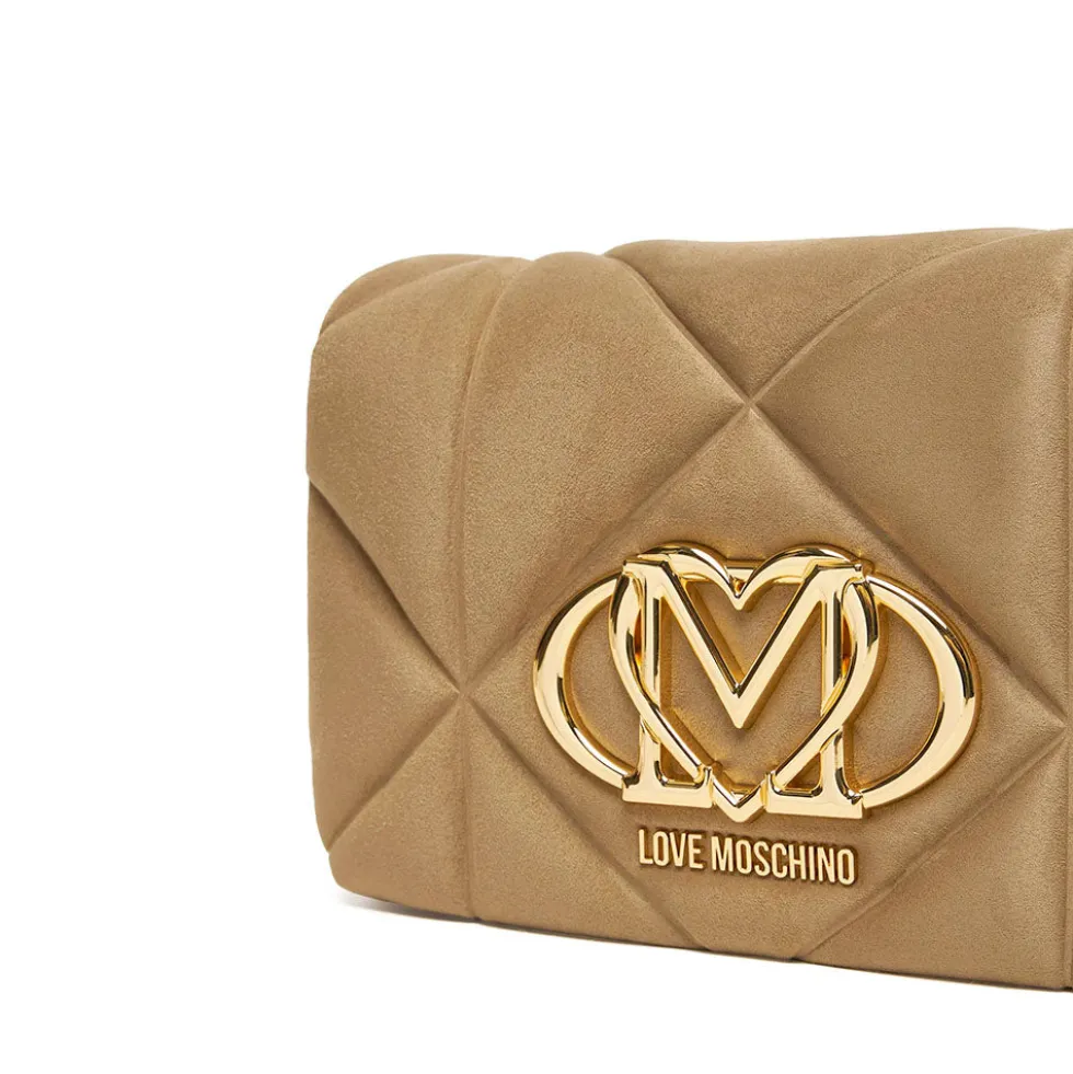 Clutch con Tracolla LOVE MOSCHINO in Tessuto Soft color Sabbia