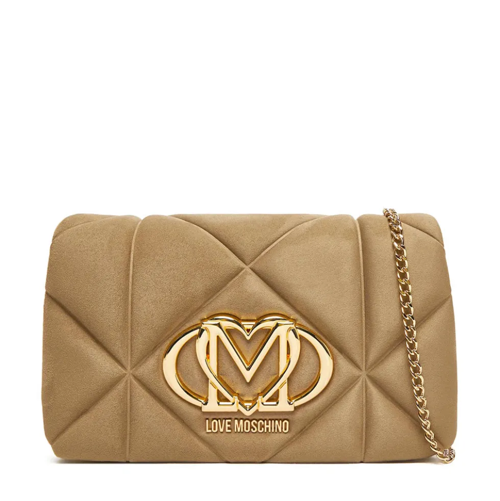 Clutch con Tracolla LOVE MOSCHINO in Tessuto Soft color Sabbia