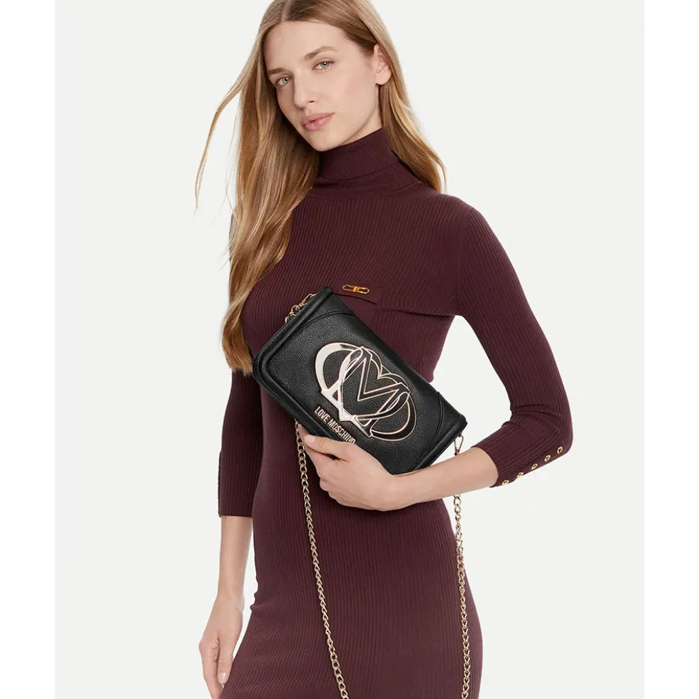 Clutch Donna con Tracolla LOVE MOSCHINO Nera con Maxi Logo