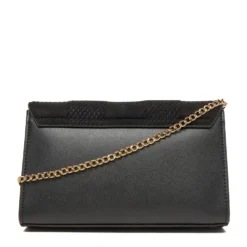 Clutch Donna con Tracolla LOVE MOSCHINO linea Gold Metal Logo in Tessuto Soft Nero