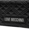 Clutch Donna con Tracolla LOVE MOSCHINO linea Shiny Quilted Nero e Nikel
