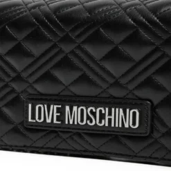 Clutch Donna con Tracolla LOVE MOSCHINO linea Shiny Quilted Nero e Nikel