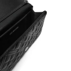 Clutch Donna con Tracolla LOVE MOSCHINO linea Shiny Quilted Nero e Nikel