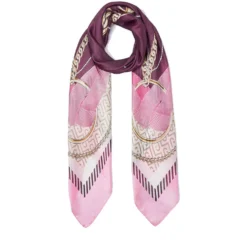 Foulard Donna 120 x 120 cm LIU JO in Tessuto Riciclato Rosa Stampa Nastri