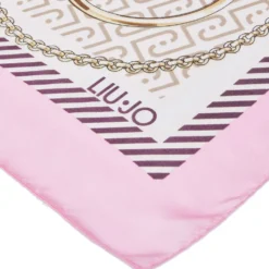 Foulard Donna 120 x 120 cm LIU JO in Tessuto Riciclato Rosa Stampa Nastri