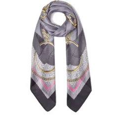 Foulard Donna 120 x 120 cm LIU JO in Tessuto Riciclato Nero Stampa Nastri