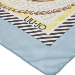 Foulard Donna 120 x 120 cm LIU JO in Tessuto Riciclato Azzurro Stampa Nastri