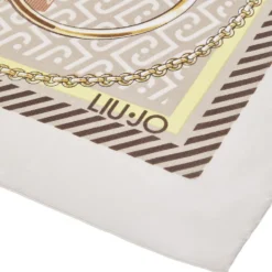 Foulard Donna 120 x 120 cm LIU JO in Tessuto Riciclato Beige Stampa Nastri