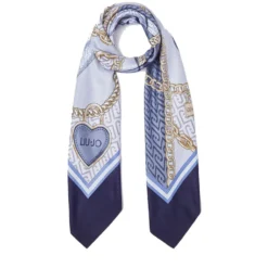 Foulard Donna 120 x 120 cm LIU JO in Tessuto stampa Fiocco Blu Scuro