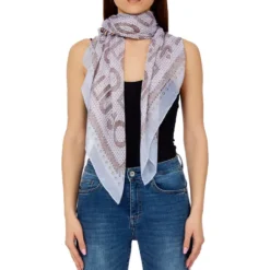 Foulard Donna 120 x 120 cm LIU JO in Tessuto Stampato Blu Chiaro