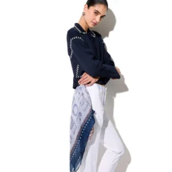 Foulard Donna 120 x 120 cm LIU JO in Tessuto Stampato Blu Scuro