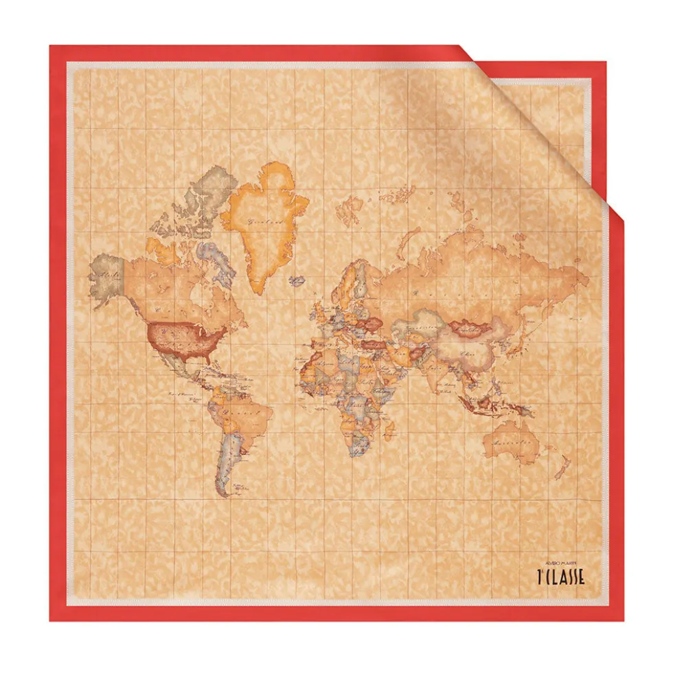 Foulard 70 x 70 cm 1A Classe Alviero Martini in Seta stampa Geo Classic e Rosso Papavero 3270
