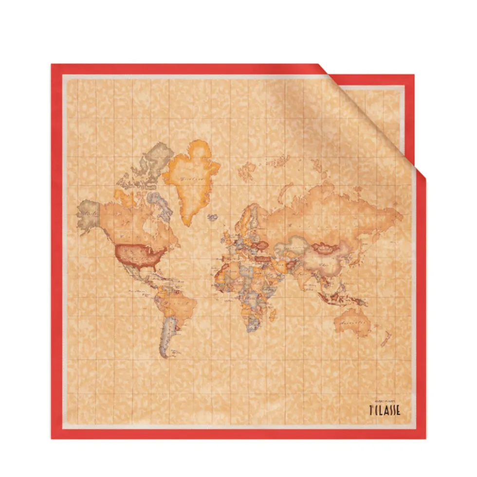 Foulard 50 x 50 cm 1A Classe Alviero Martini in Seta stampa Geo Classic e Rosso Papavero 3250