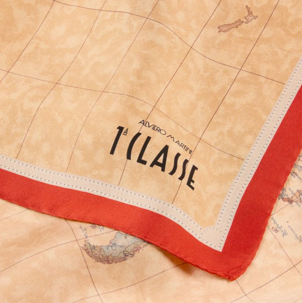 Foulard 50 x 50 cm 1A Classe Alviero Martini in Seta stampa Geo Classic e Rosso Papavero 3250