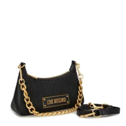 Hobo Bag con Tracolla LOVE MOSCHINO in Nappa Pleated Nera